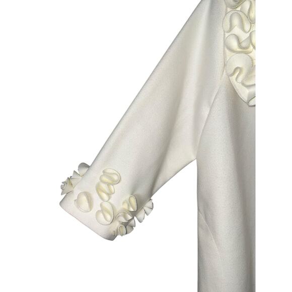 Ali Miles Swing Coat Women Plus Size 1X White Wool A-Line Ruffles Pockets Artsy - Picture 7 of 11